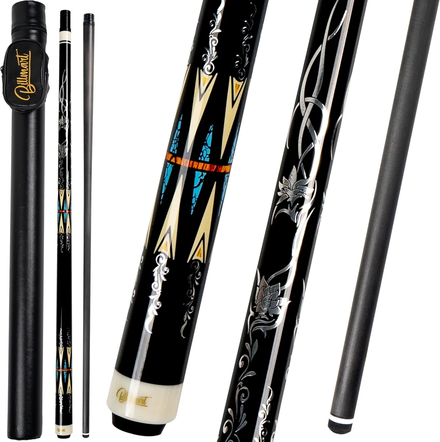 Carbon Fiber Pool Cue Stick, Low Deflection Shaft Billiard Cue Sticks with Hard Case, Pool Table Sticks Queue, 19 oz Pool Que