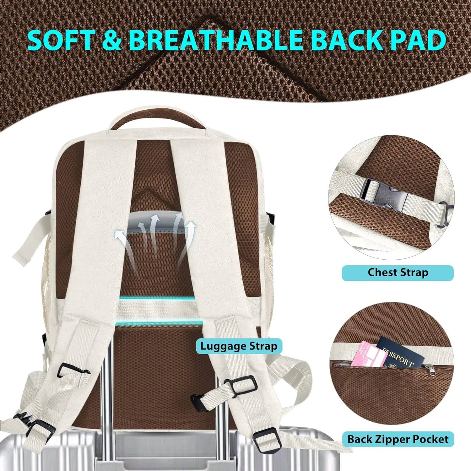 Carry On Backpack Large Travel Backpack fits 15.6in Laptop Flight Approved Carry On Bag for Men Women Luggage Daypack
