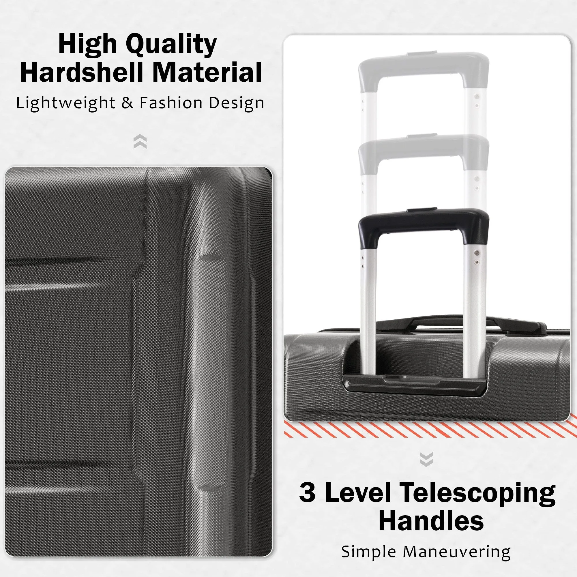 Carry On Lightweight Luggage, Suitcases with Spinner Wheels, 2 Piece Set (20/24), ABS PC Hardshell Luggage with TSA Lock & Bags