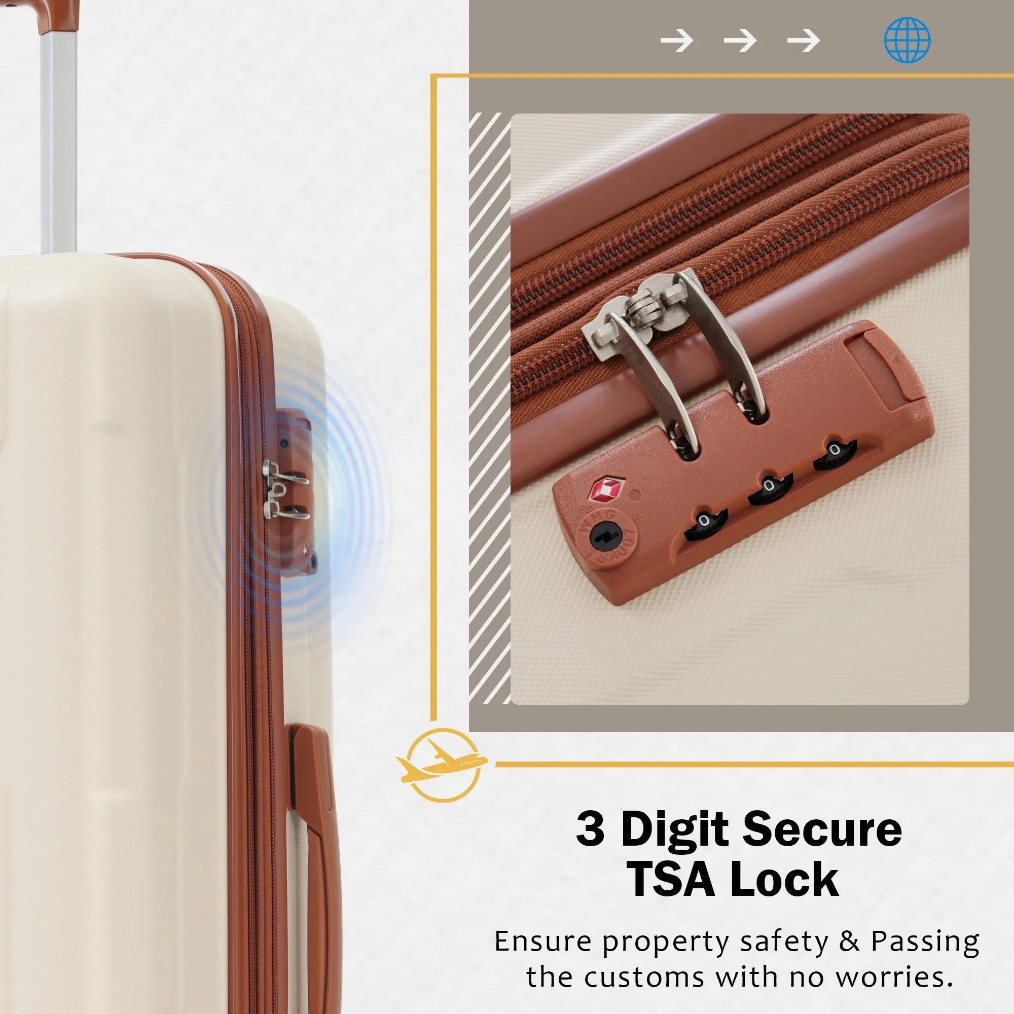 Carry On Lightweight Luggage, Suitcases with Spinner Wheels, 2 Piece Set (20/24), ABS PC Hardshell Luggage with TSA Lock & Bags