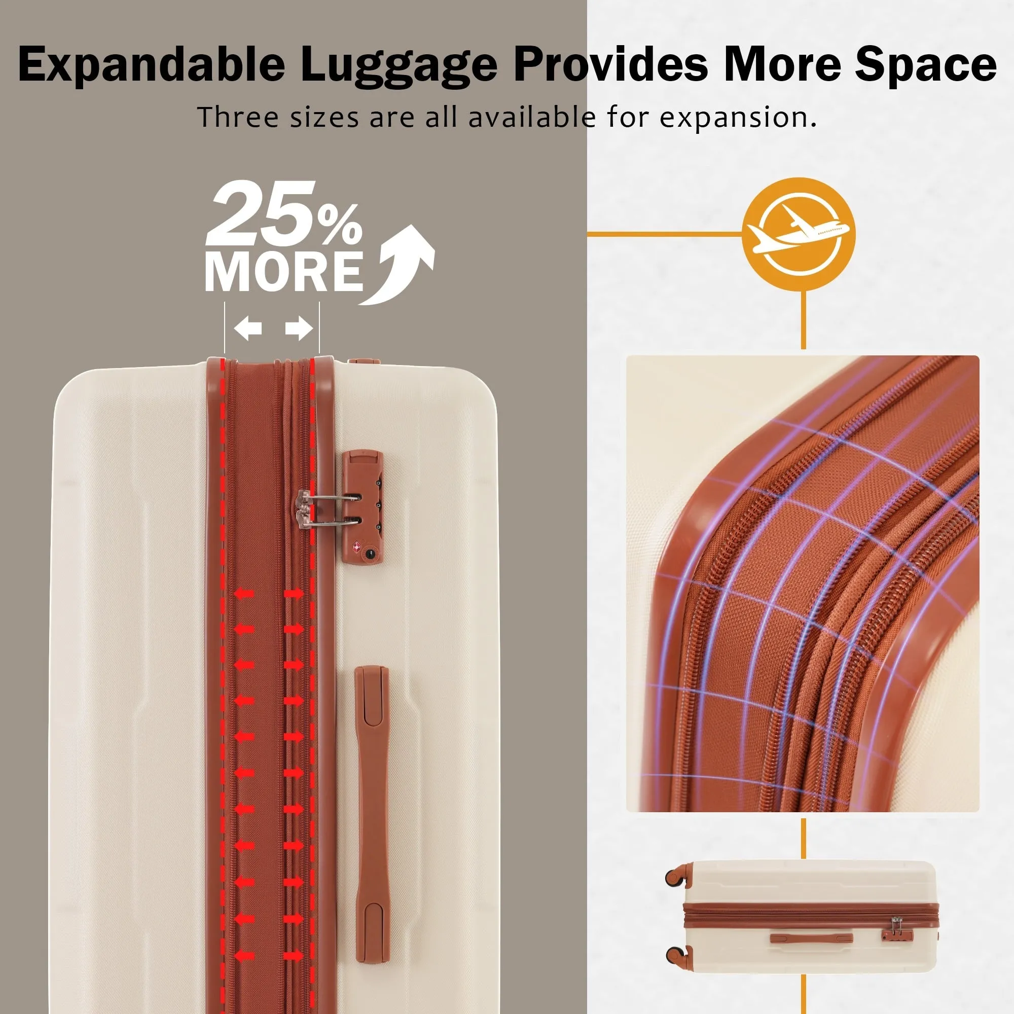 Carry On Lightweight Luggage, Suitcases with Spinner Wheels, 2 Piece Set (20/24), ABS PC Hardshell Luggage with TSA Lock & Bags