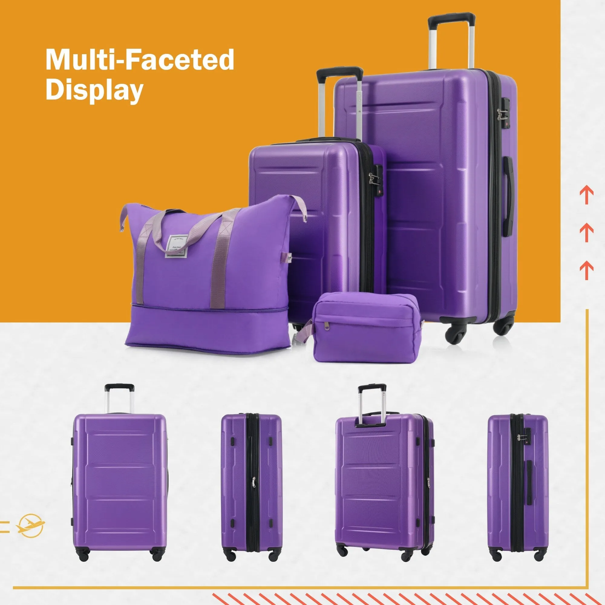 Carry On Lightweight Luggage, Suitcases with Spinner Wheels, 2 Piece Set (20/24), ABS PC Hardshell Luggage with TSA Lock & Bags