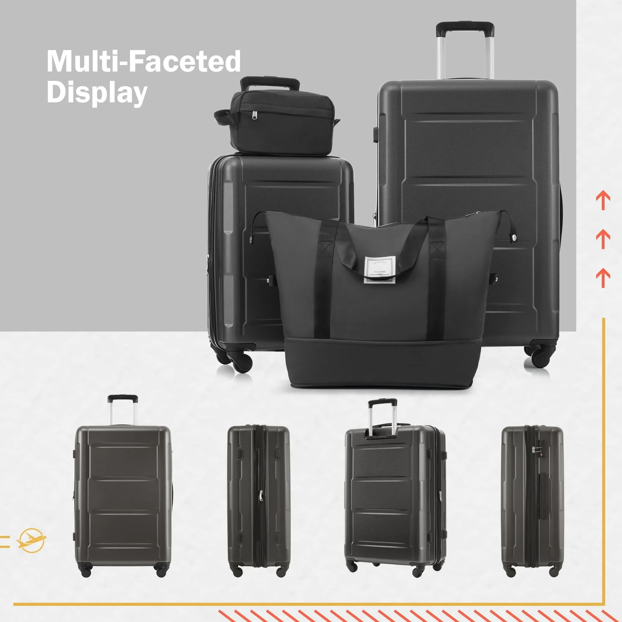 Carry On Lightweight Luggage, Suitcases with Spinner Wheels, 2 Piece Set (20/24), ABS PC Hardshell Luggage with TSA Lock & Bags