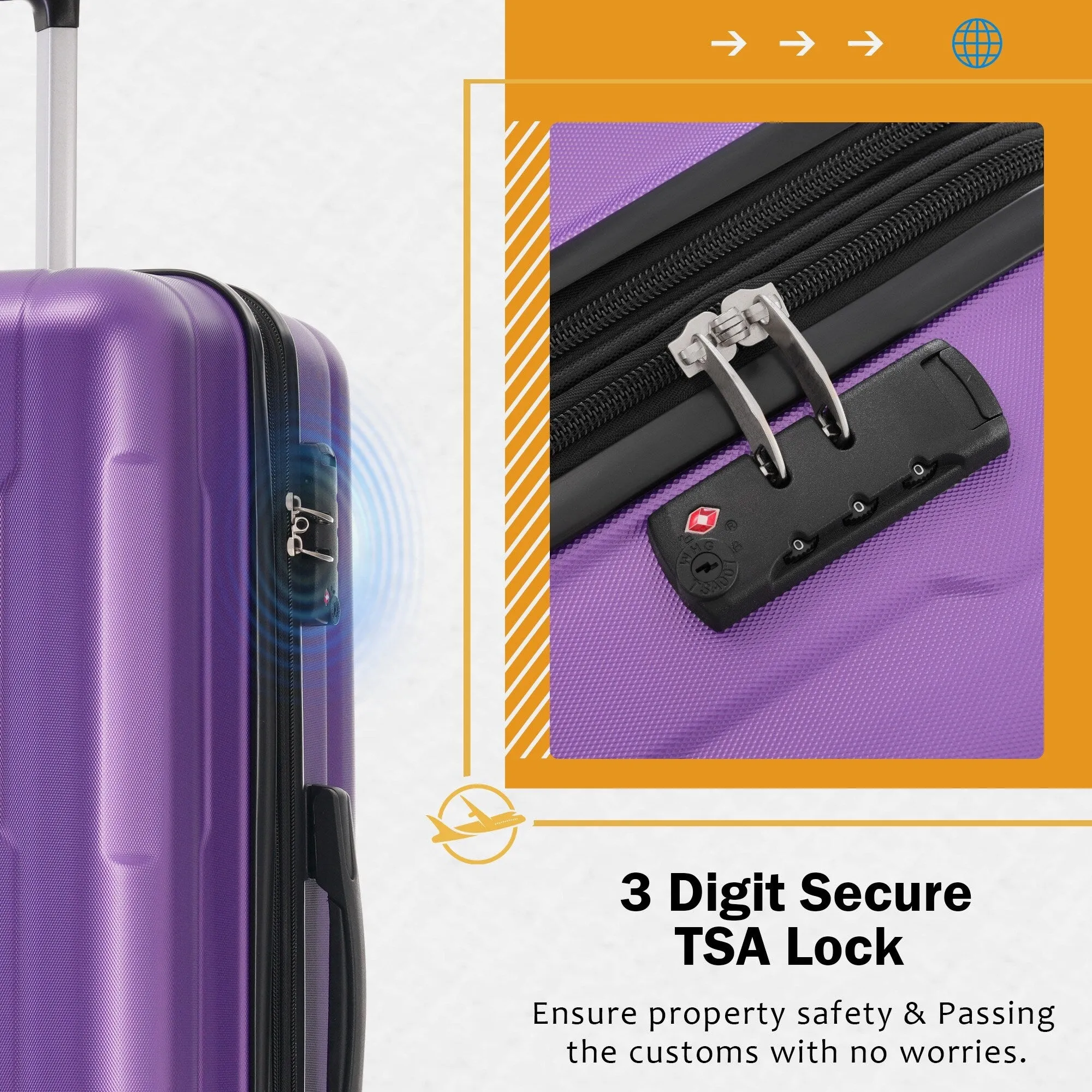 Carry On Lightweight Luggage, Suitcases with Spinner Wheels, 2 Piece Set (20/24), ABS PC Hardshell Luggage with TSA Lock & Bags