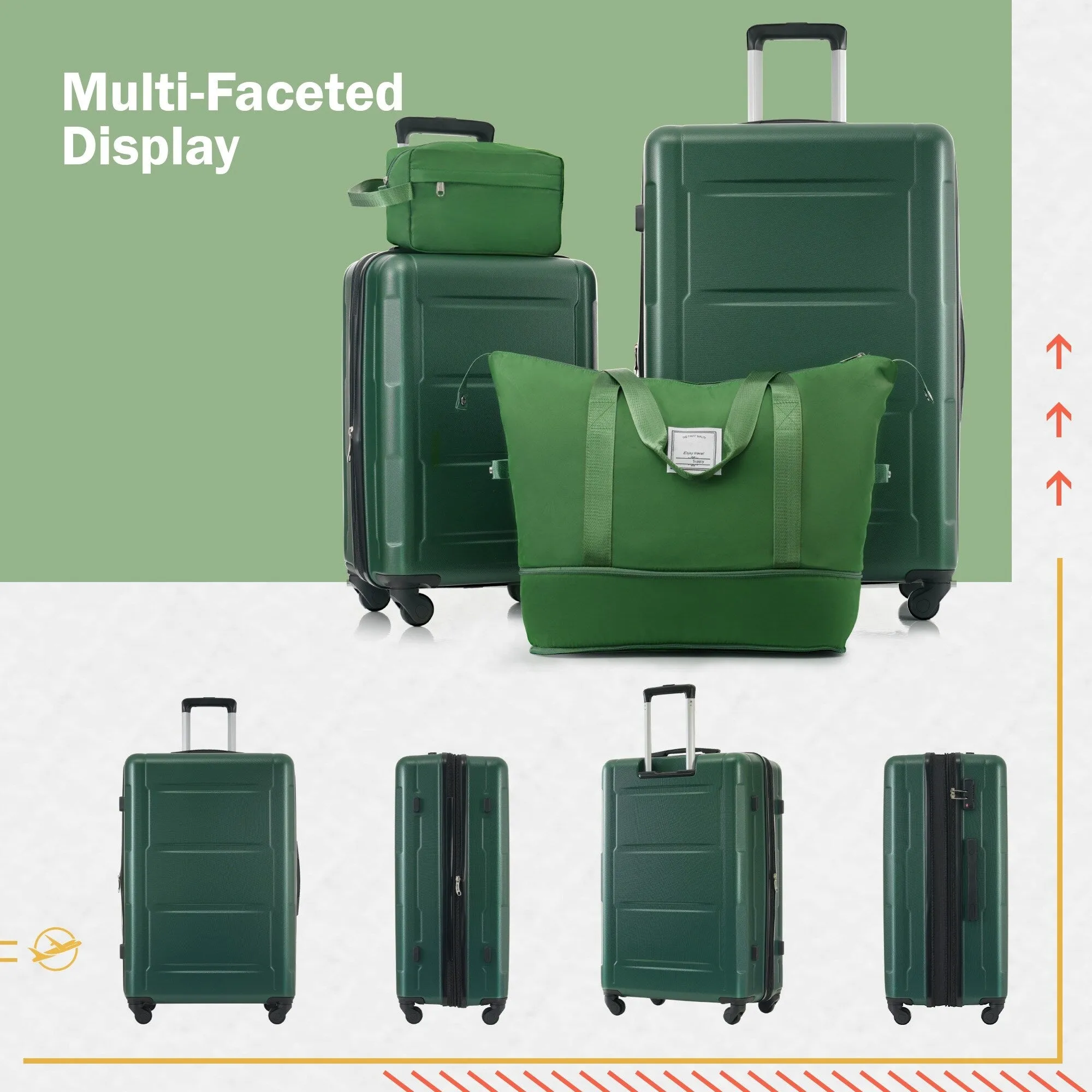 Carry On Lightweight Luggage, Suitcases with Spinner Wheels, 2 Piece Set (20/24), ABS PC Hardshell Luggage with TSA Lock & Bags