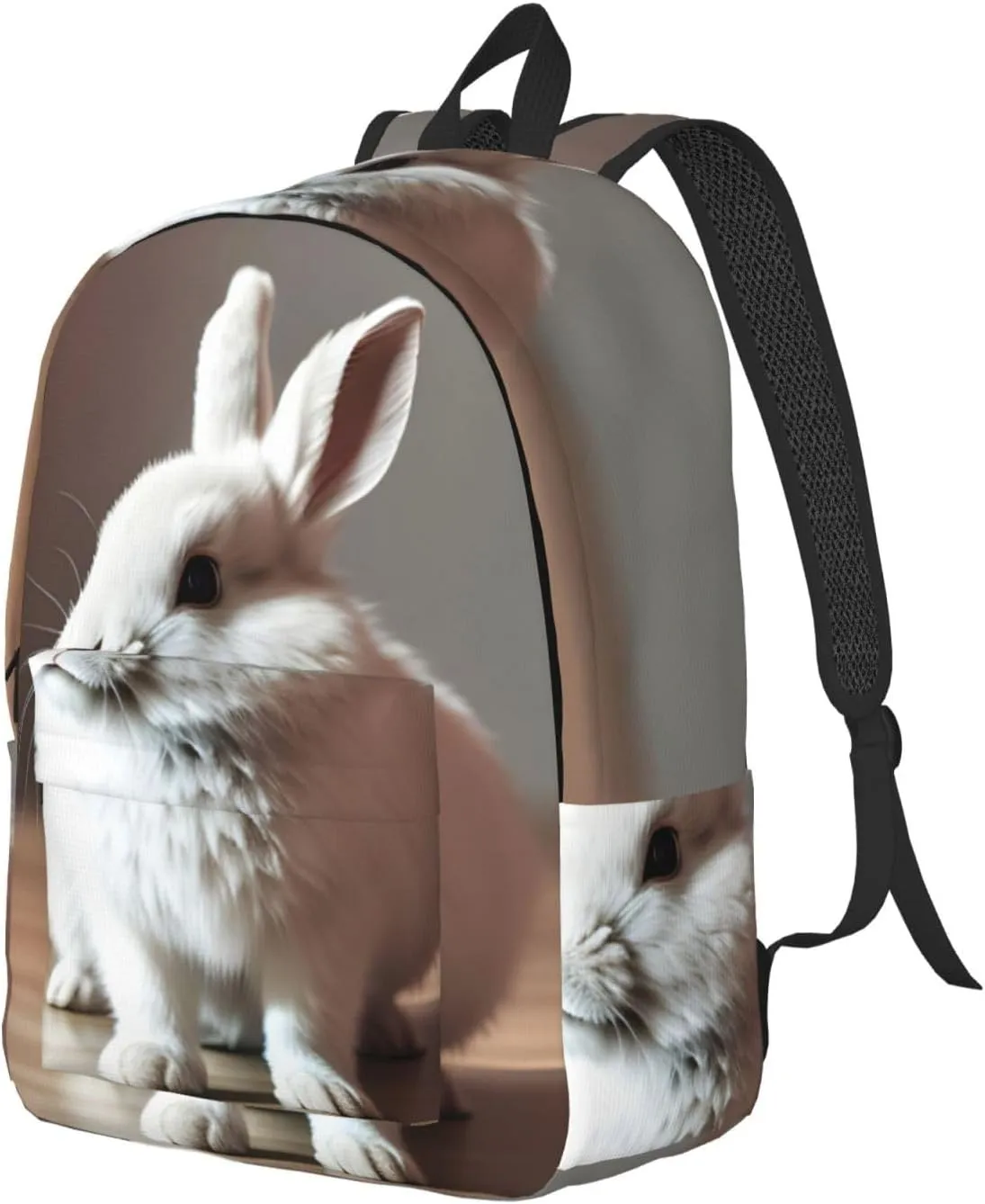 Casual Canvas Backpack, Laptop Rucksack,Shoulder Travel Camping Hiking Backpacks for Men Women-cry white rabbit