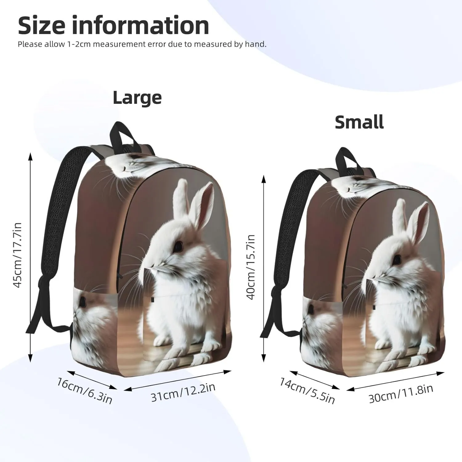 Casual Canvas Backpack, Laptop Rucksack,Shoulder Travel Camping Hiking Backpacks for Men Women-cry white rabbit