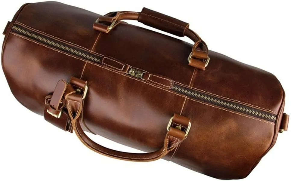 CcacHe Adult Fashion Wheeled Luggage Travel Duffel Bag Rolling Suitcase Trolley Overnight Weekender Gym Tote Handbag Briefcase Sports Overnight Gym Luggage Weekend T (Color : Brown, Size : Glossy Le