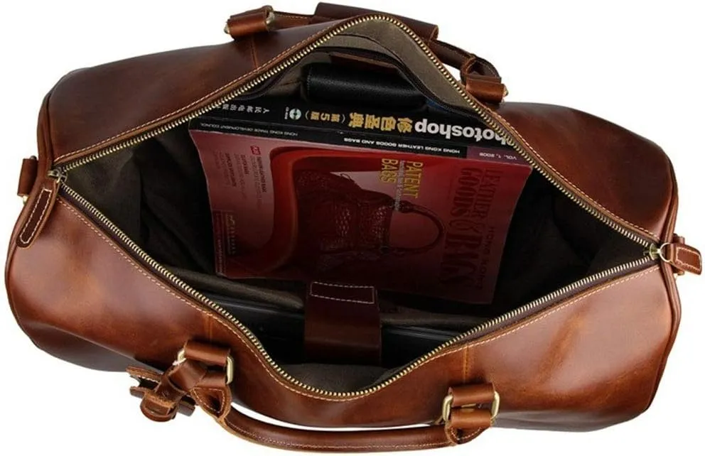 CcacHe Adult Fashion Wheeled Luggage Travel Duffel Bag Rolling Suitcase Trolley Overnight Weekender Gym Tote Handbag Briefcase Sports Overnight Gym Luggage Weekend T (Color : Brown, Size : Glossy Le