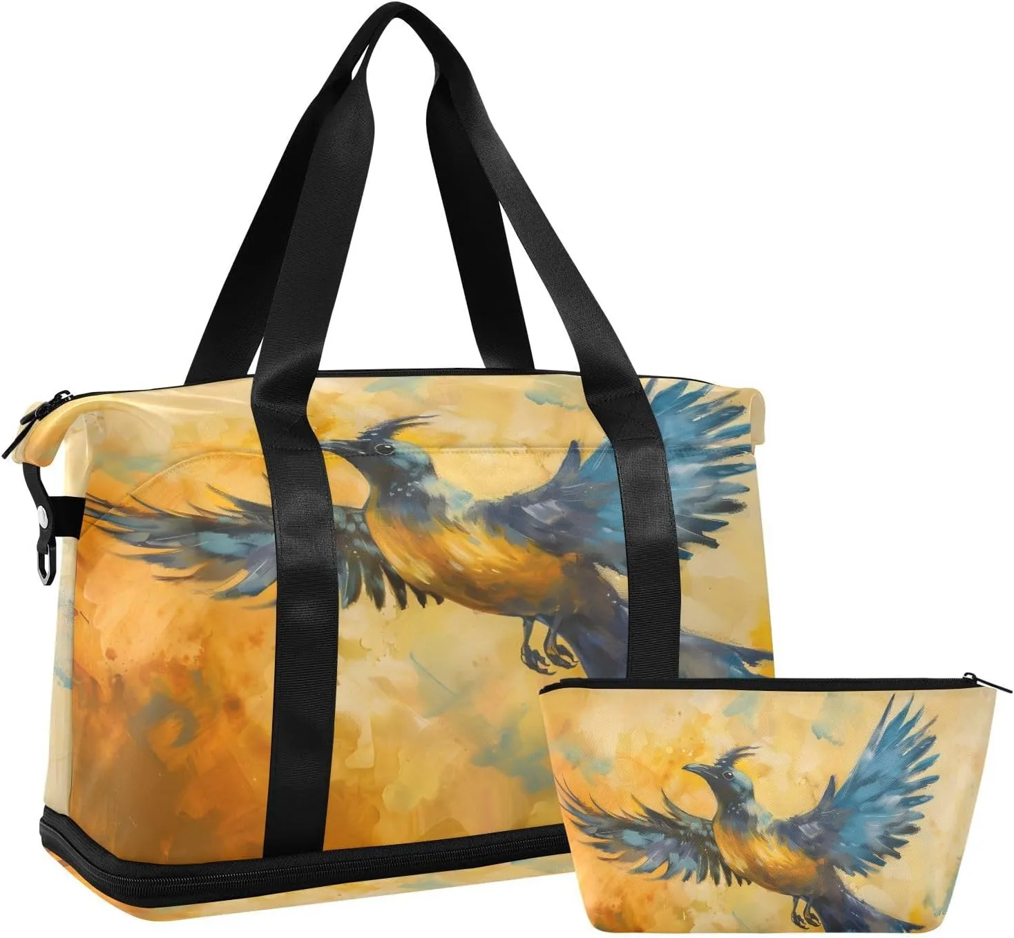 CEBUGI Phoenix Sports Duffle Bags Extensible Gym Bag Wet and Dry Separate Portable Travel Duffel with Shoe Compartment & Wet Pocket