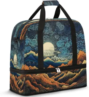 Celestial Mountain Sunrise Travel Duffel Bag, Travel Essentials, Gym Bag for Women, Weekender Overnight Bag With Shoes Compartment, Carry On Bags for Airplanes