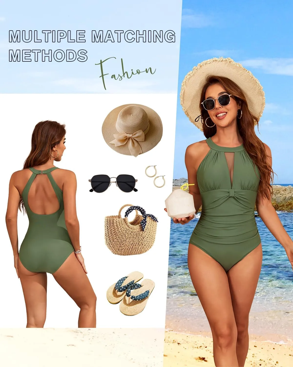 Century Star One Piece Swimsuit Womens 2025 Tummy Control Bathing Suit Mesh Flattering One Piece Swimsuits