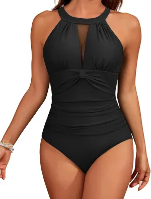 Century Star One Piece Swimsuit Womens 2025 Tummy Control Bathing Suit Mesh Flattering One Piece Swimsuits
