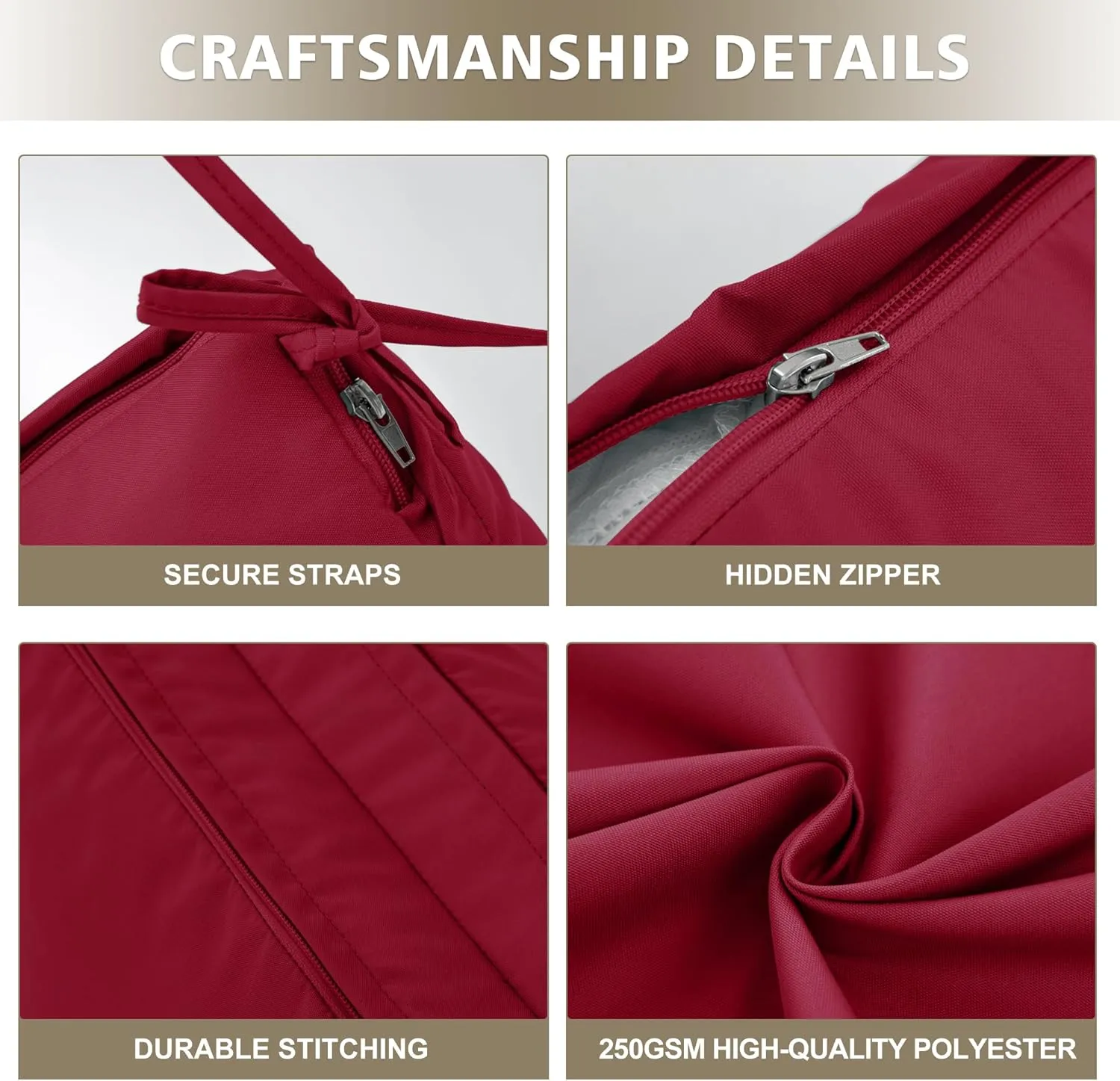 Chaise Lounge Cushion 72x21x3 Inch – Set of 4 Outdoor Lounge Chair Cushions, Lounger Pad Replacement with Fade-Resistant, Removable & Machine-Washable Covers, Ideal for Patio Chaise Chairs, Burgundy