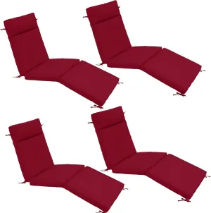 Chaise Lounge Cushion 72x21x3 Inch – Set of 4 Outdoor Lounge Chair Cushions, Lounger Pad Replacement with Fade-Resistant, Removable & Machine-Washable Covers, Ideal for Patio Chaise Chairs, Burgundy