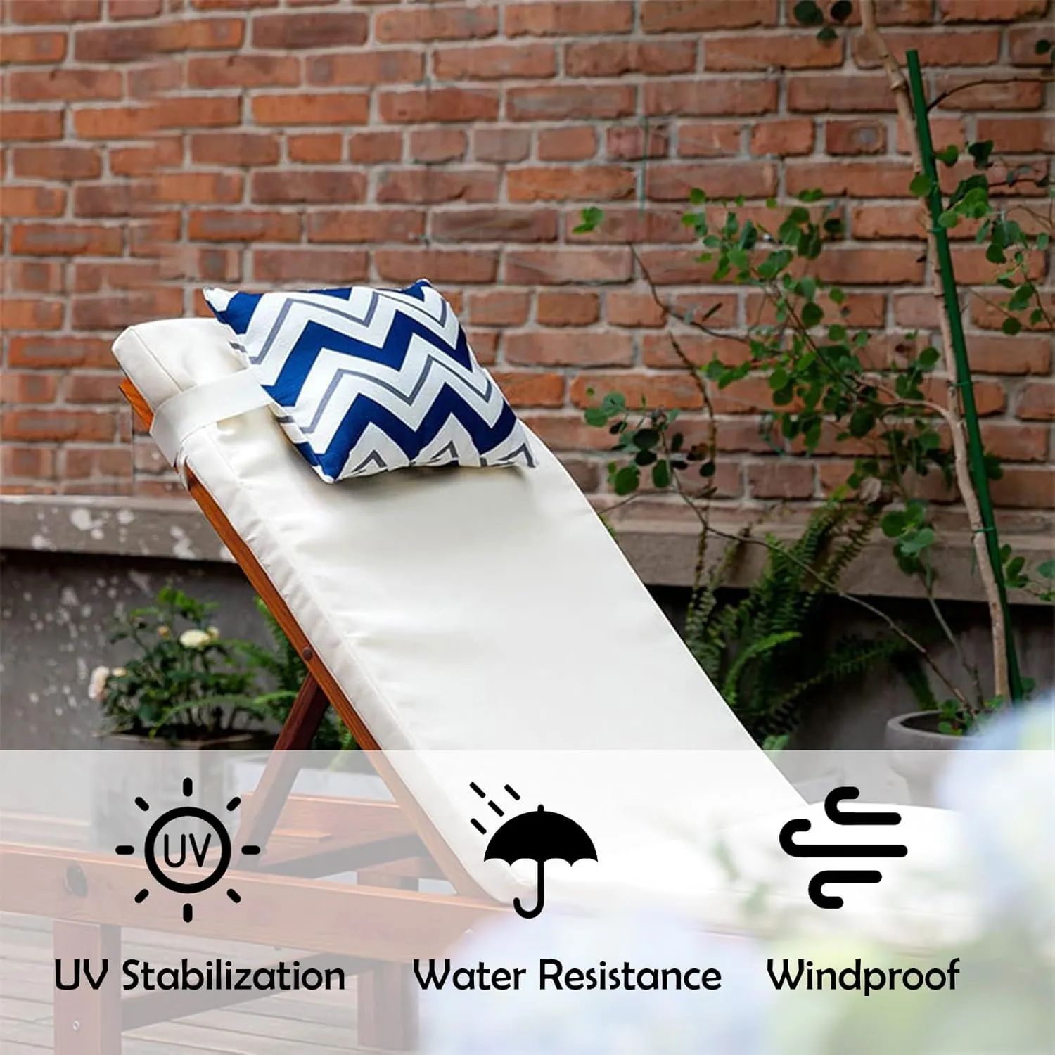 Chaise Lounge Head Pillow, 2 Pack Oudoor Patio Pillow with Elastic Strap Water Resistant Headrest Pillows for Recliner, Beach Chair, Office Chair Neck, Blue Wave