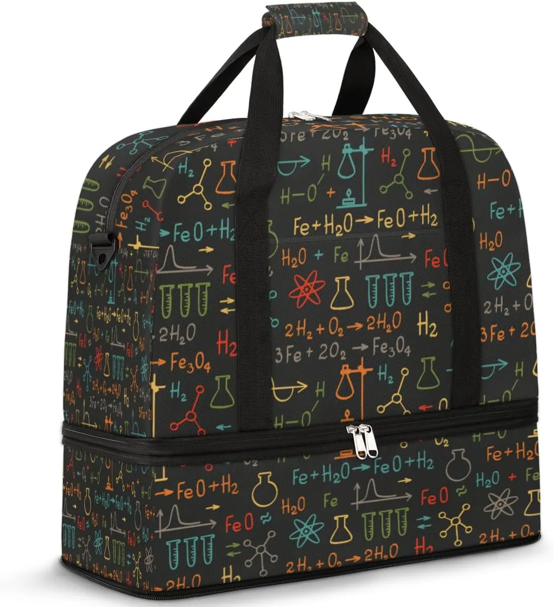 Chemistry Lab Notes Gym Bag with Shoe Compartment Duffel Bag for Women Men Foldable Travel Bag Carry On Luggage Bag Overnight Tote Bag for Sport Workout Yoga
