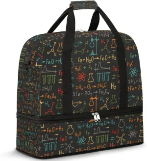 Chemistry Lab Notes Gym Bag with Shoe Compartment Duffel Bag for Women Men Foldable Travel Bag Carry On Luggage Bag Overnight Tote Bag for Sport Workout Yoga