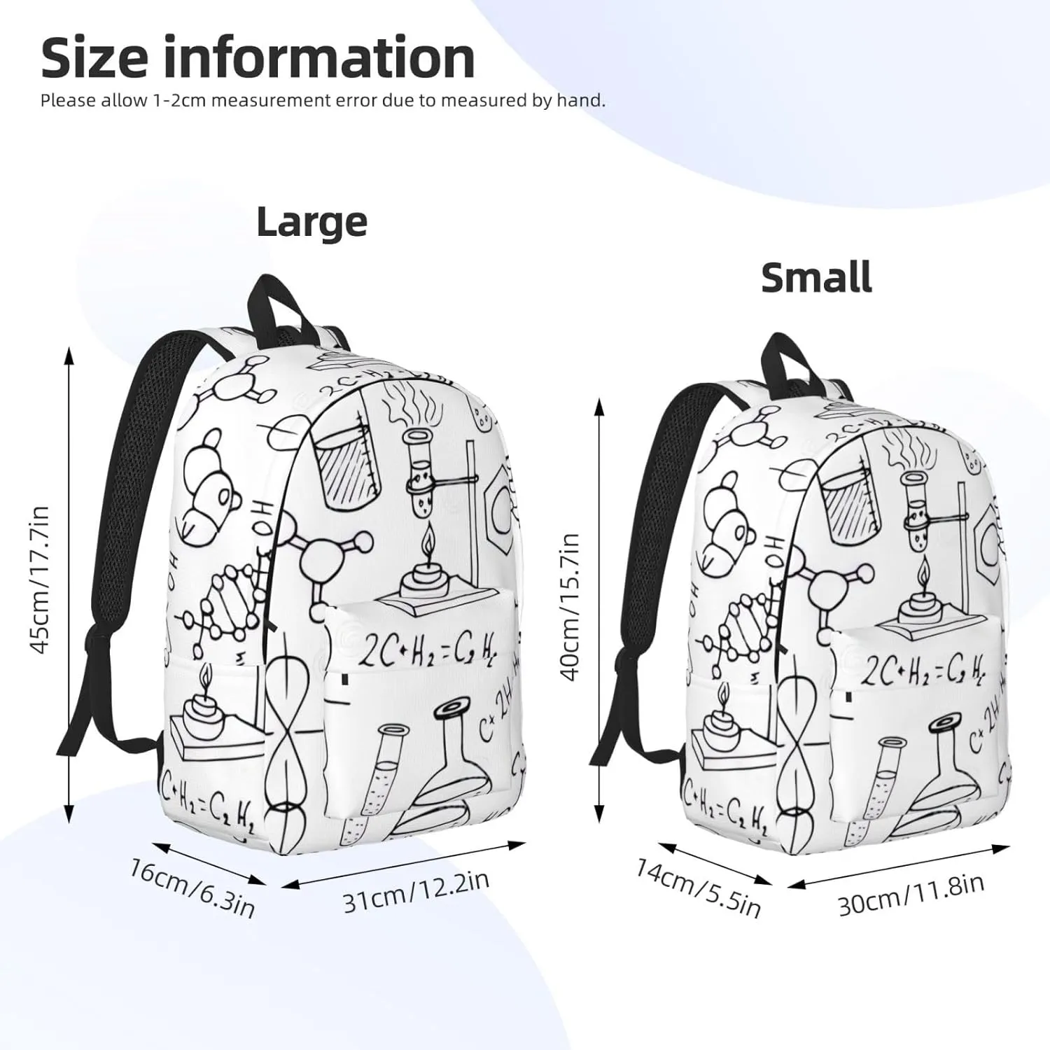 Chemistry Print Canvas Casual Lightweight Duffel Bag, Fashion Duffel Bag, Unisex Travel Backpack