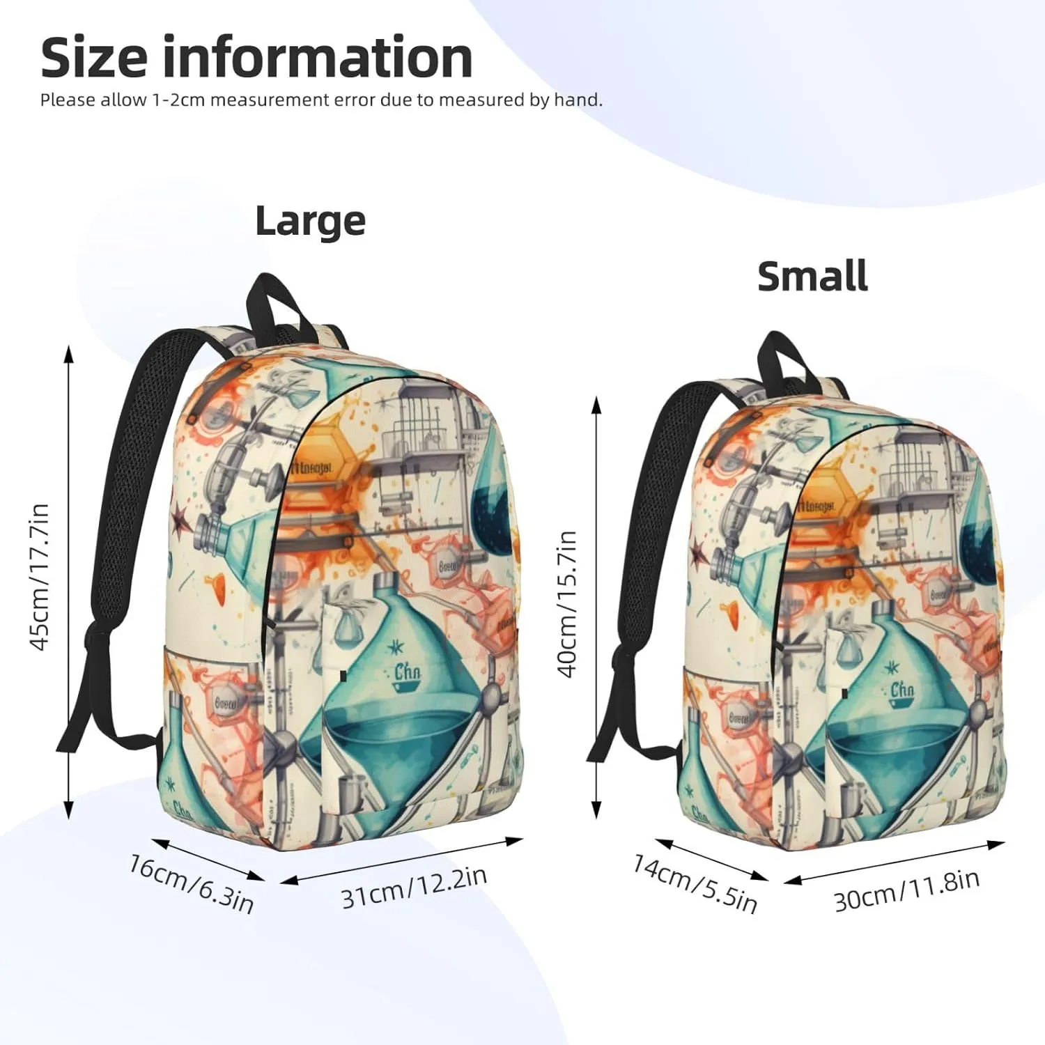 Chemistry Print Canvas Casual Lightweight Duffel Bag, Fashion Duffel Bag, Unisex Travel Backpack