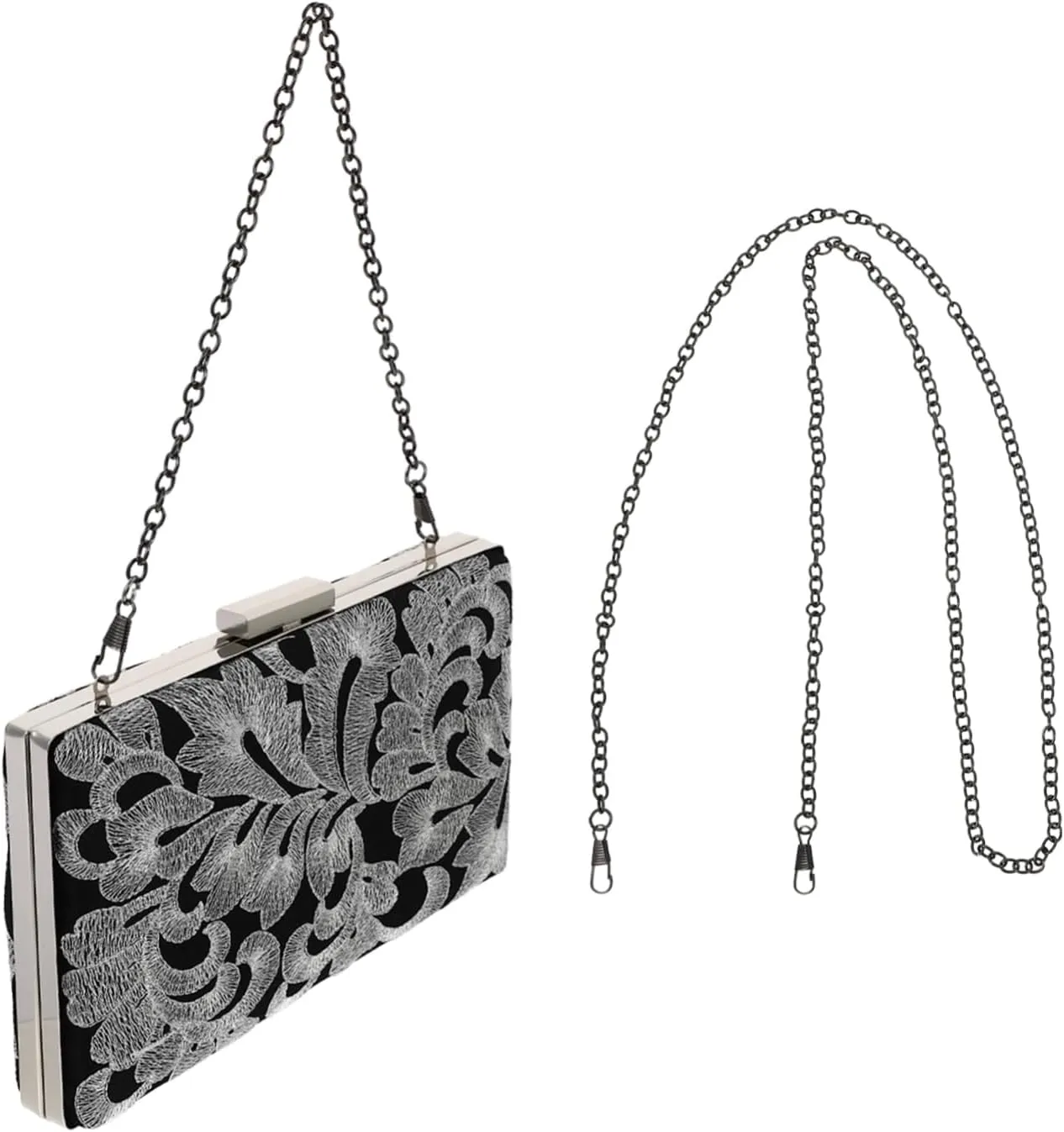 Chic Embroidered Bag Evening Clutch Chain Handle Perfect for Dinner Parties