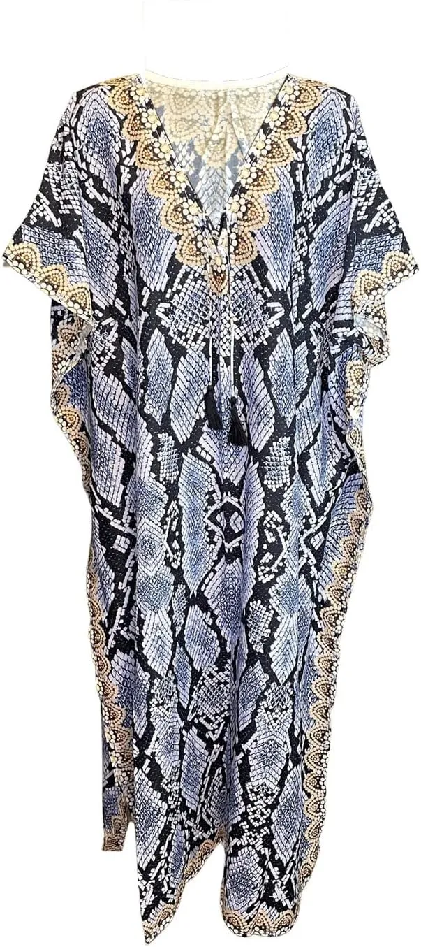 Chic Pullover Kaftan Summer Dresses for Women Provide Sunblock as Swimsuit Cover up