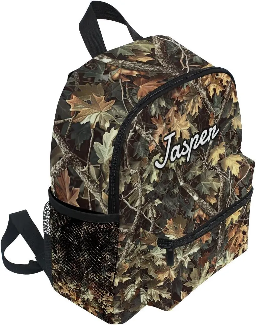 CHIFIGNO Custom Little Kids Backpacks for Girls and Boys with Name, Realistic Camouflage Personalized Mini Travel Bag Back to School