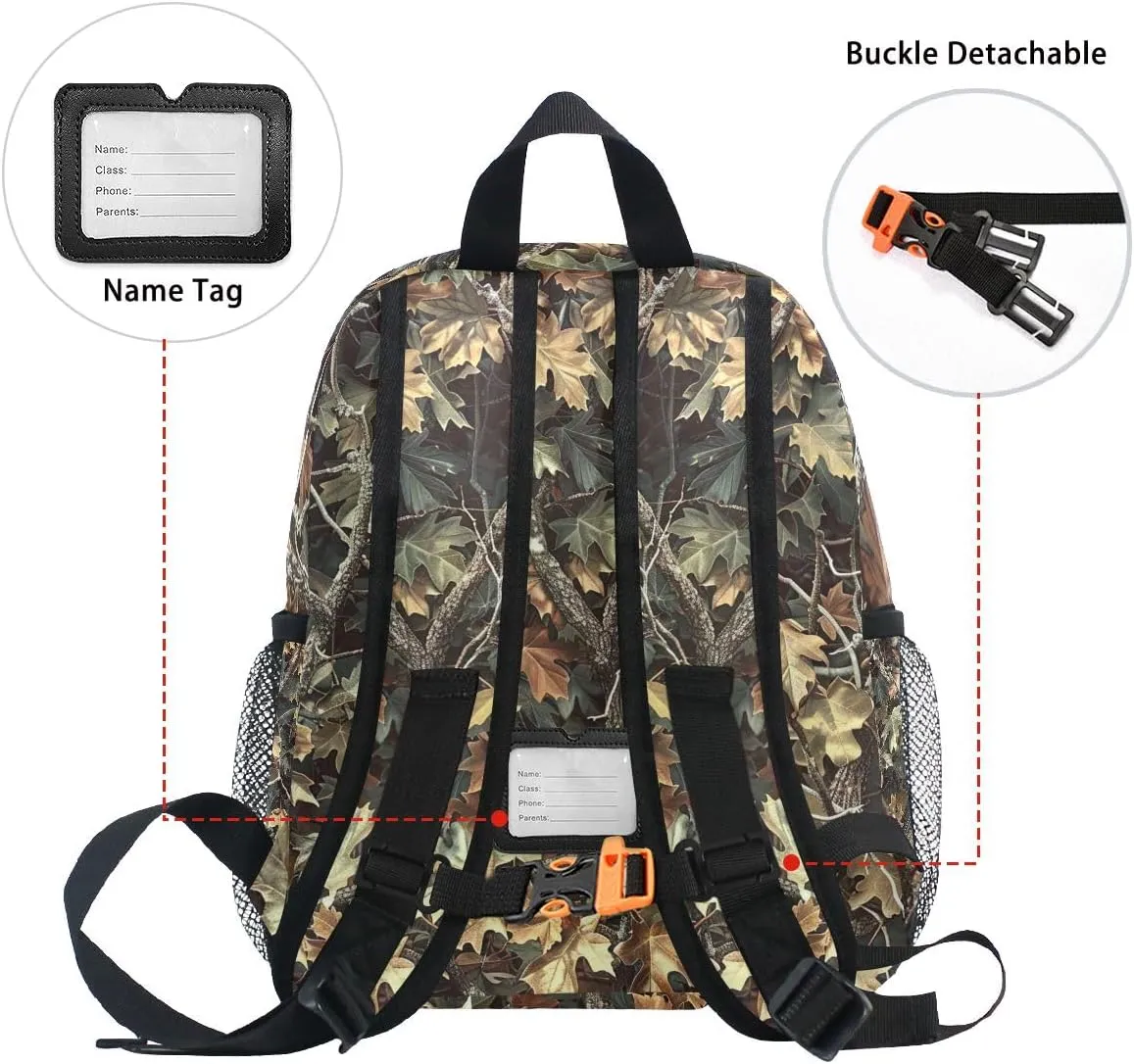 CHIFIGNO Custom Little Kids Backpacks for Girls and Boys with Name, Realistic Camouflage Personalized Mini Travel Bag Back to School