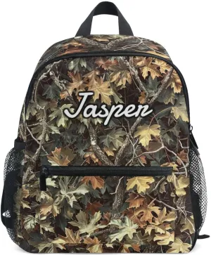 CHIFIGNO Custom Little Kids Backpacks for Girls and Boys with Name, Realistic Camouflage Personalized Mini Travel Bag Back to School