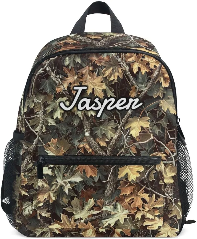 CHIFIGNO Custom Little Kids Backpacks for Girls and Boys with Name, Realistic Camouflage Personalized Mini Travel Bag Back to School