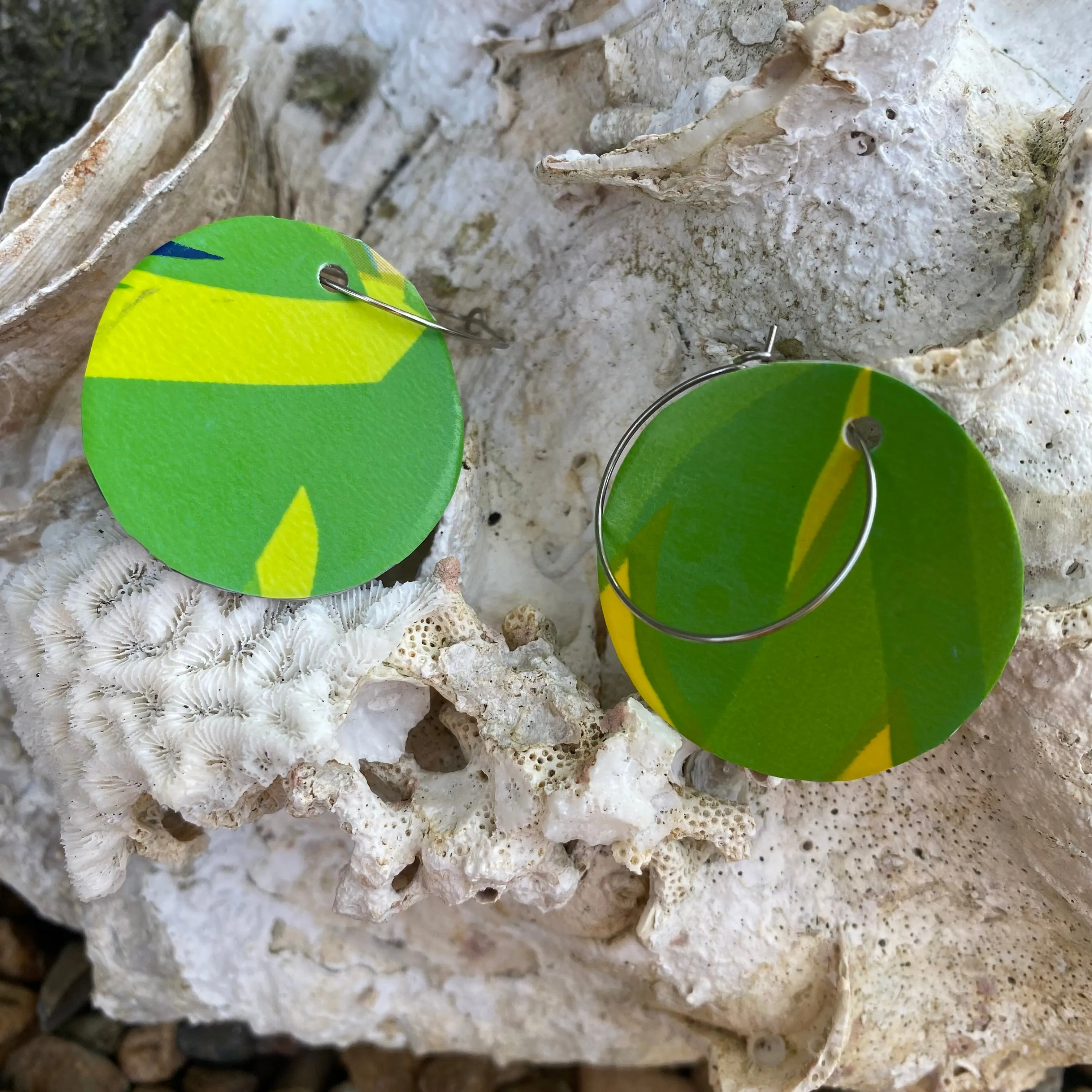 Circle Earrings from recycled pool inflatables - variety of colours