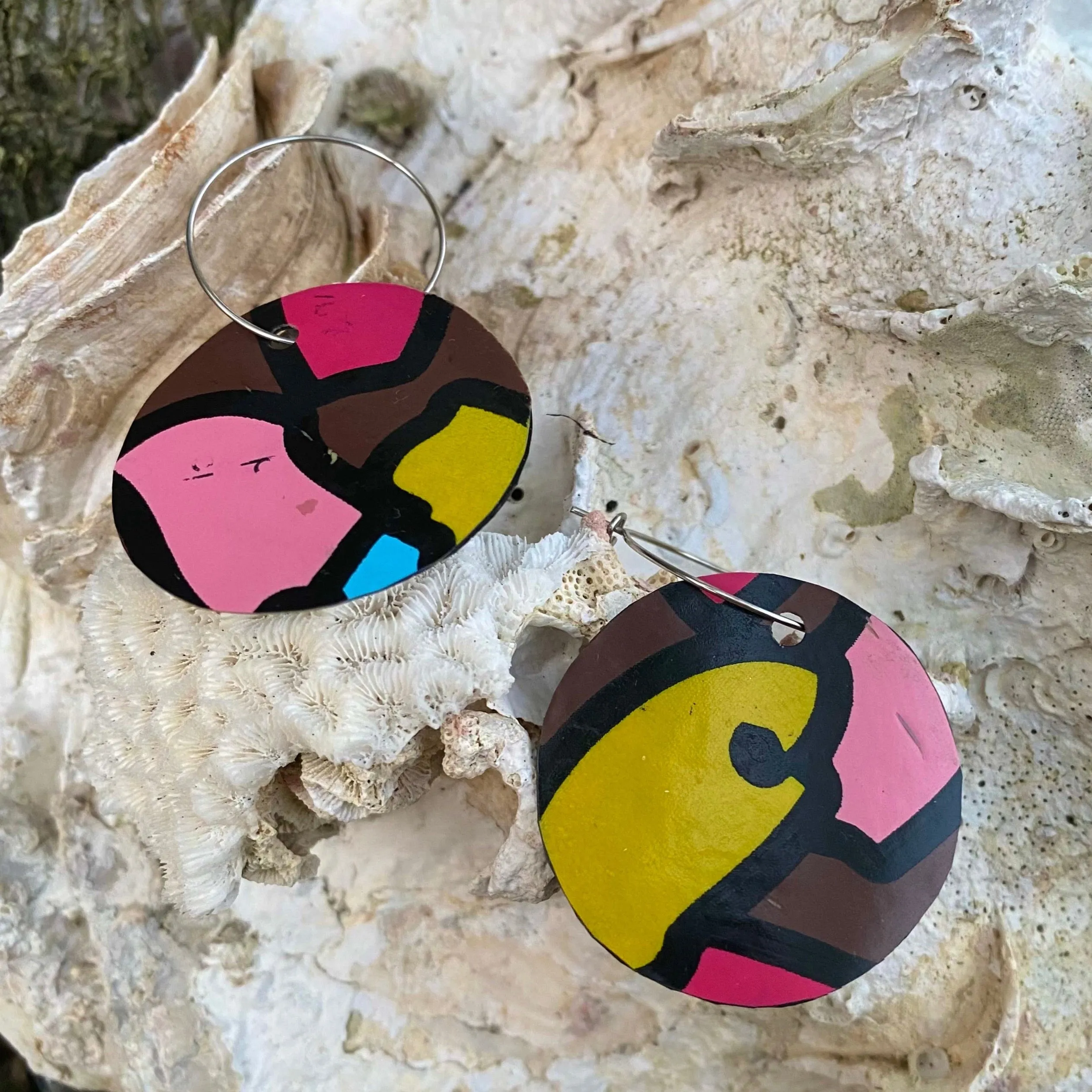 Circle Earrings from recycled pool inflatables - variety of colours