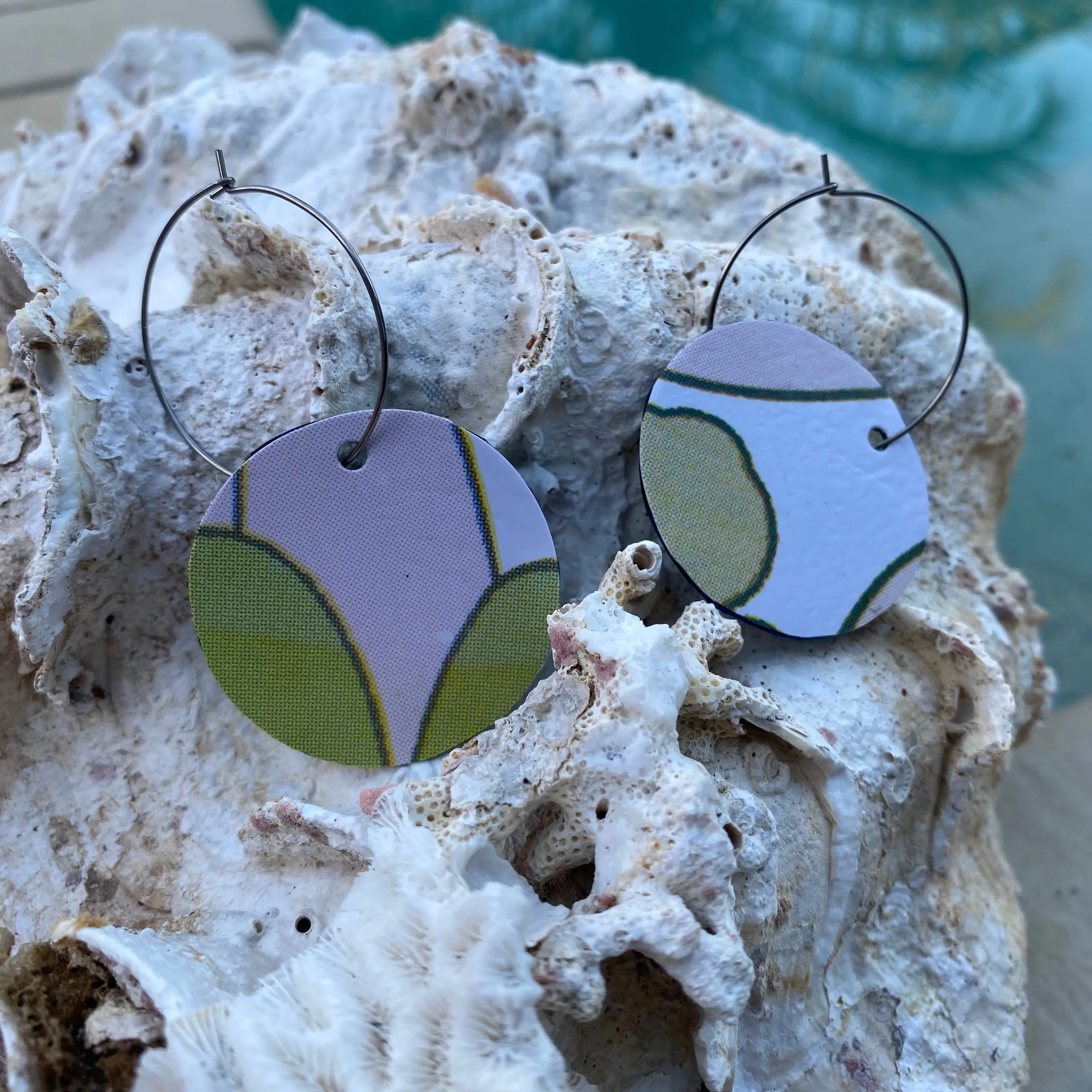 Circle Earrings from recycled pool inflatables - variety of colours