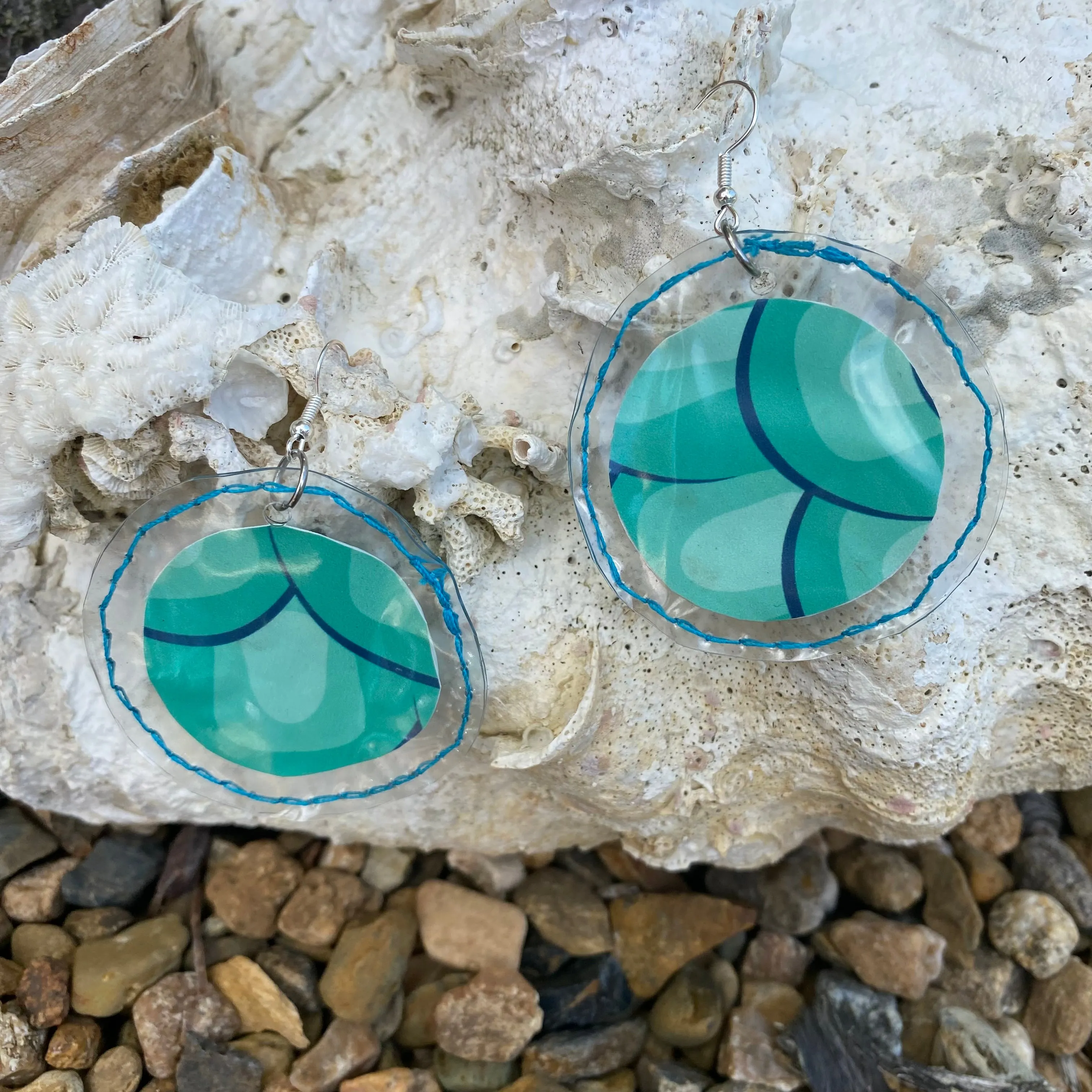 Circle Earrings from recycled pool inflatables - variety of colours