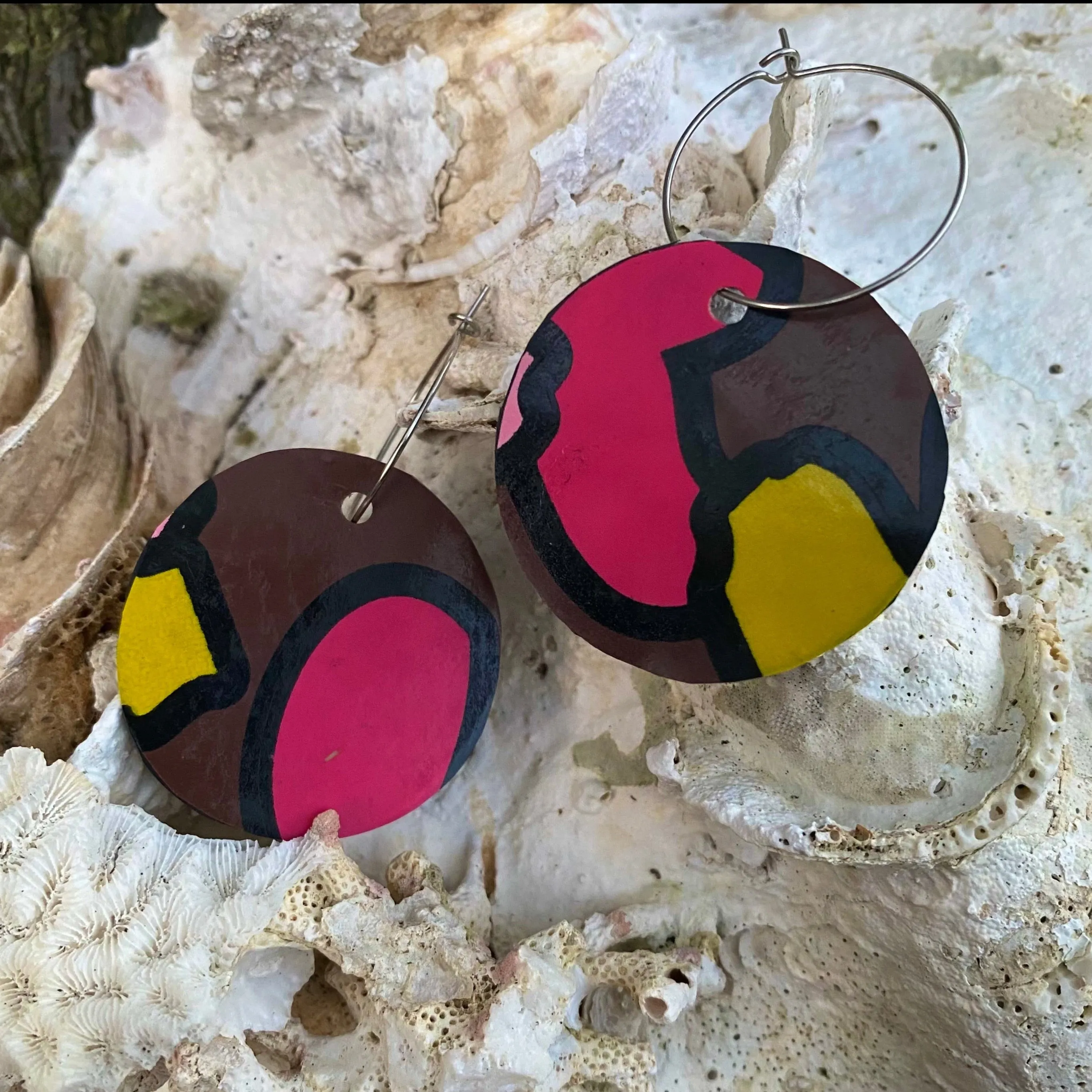 Circle Earrings from recycled pool inflatables - variety of colours