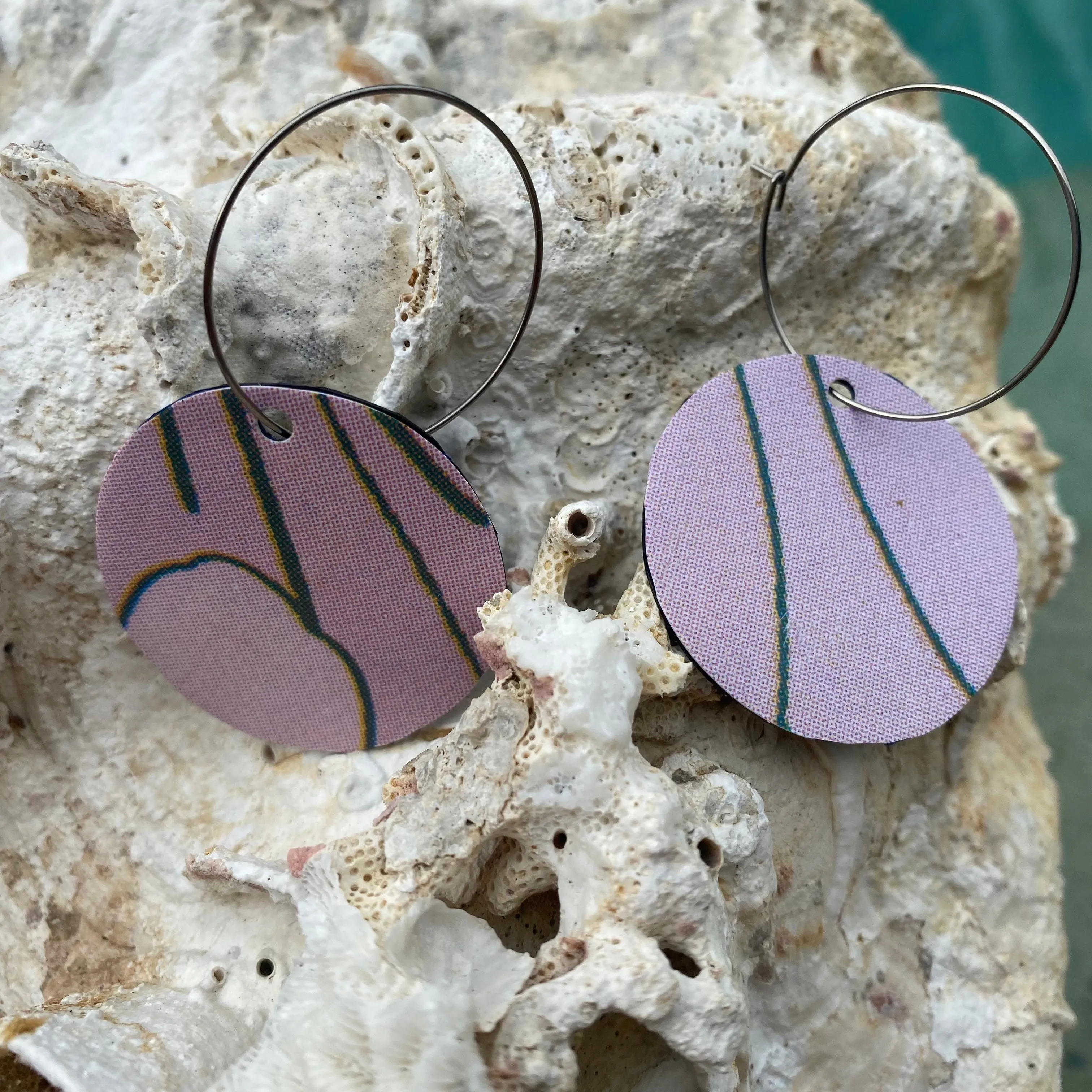 Circle Earrings from recycled pool inflatables - variety of colours