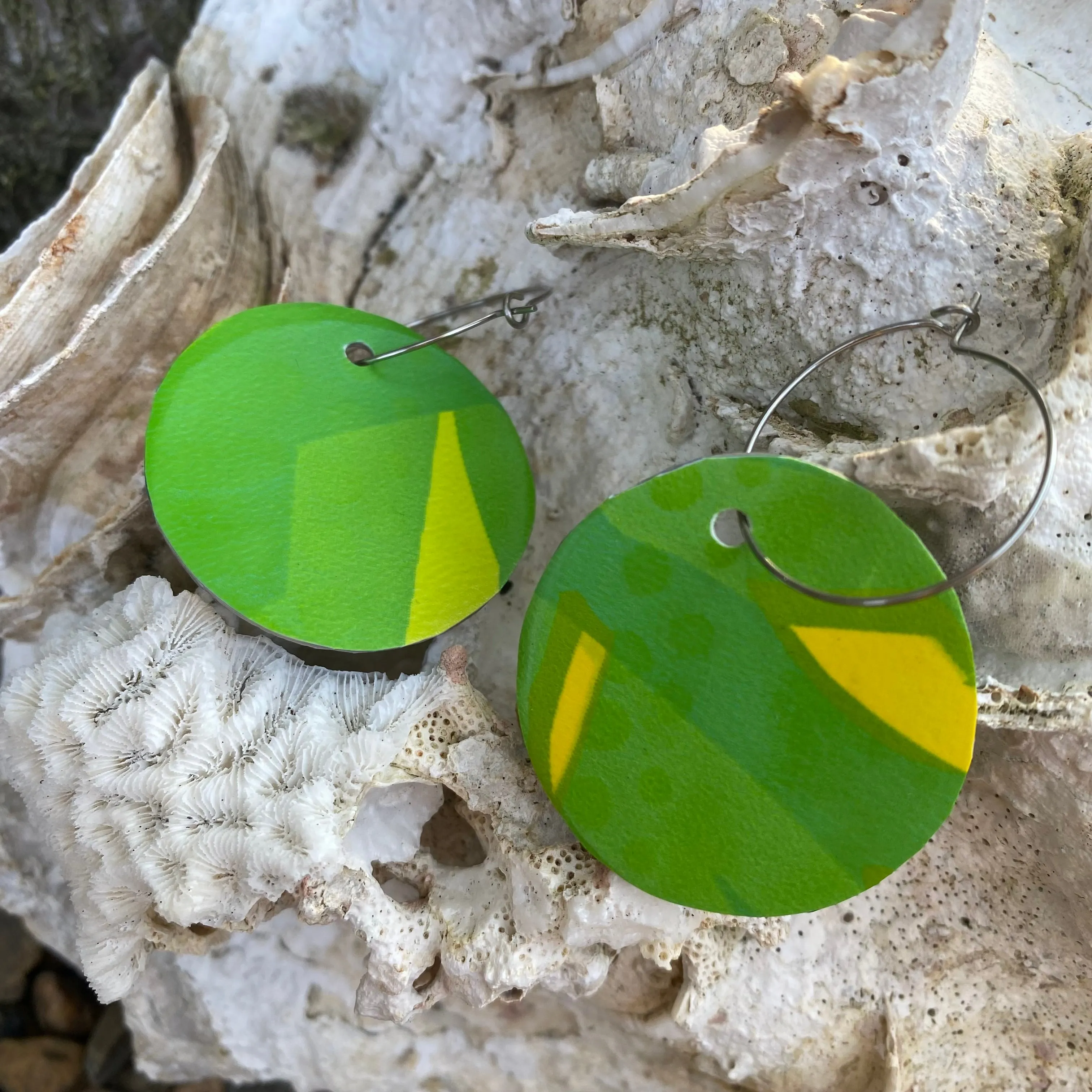 Circle Earrings from recycled pool inflatables - variety of colours
