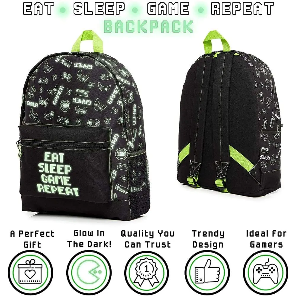 CityComfort Glow In The Dark Gamer Large Backpack for Boys, Teenagers (Black Gamer)