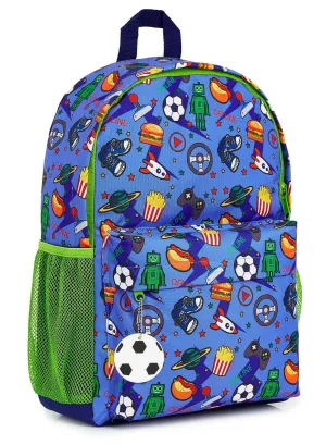 CityComfort Video Game Large Boys Backpack, Gamer Gifts for Boys Teens (Blue/Green)