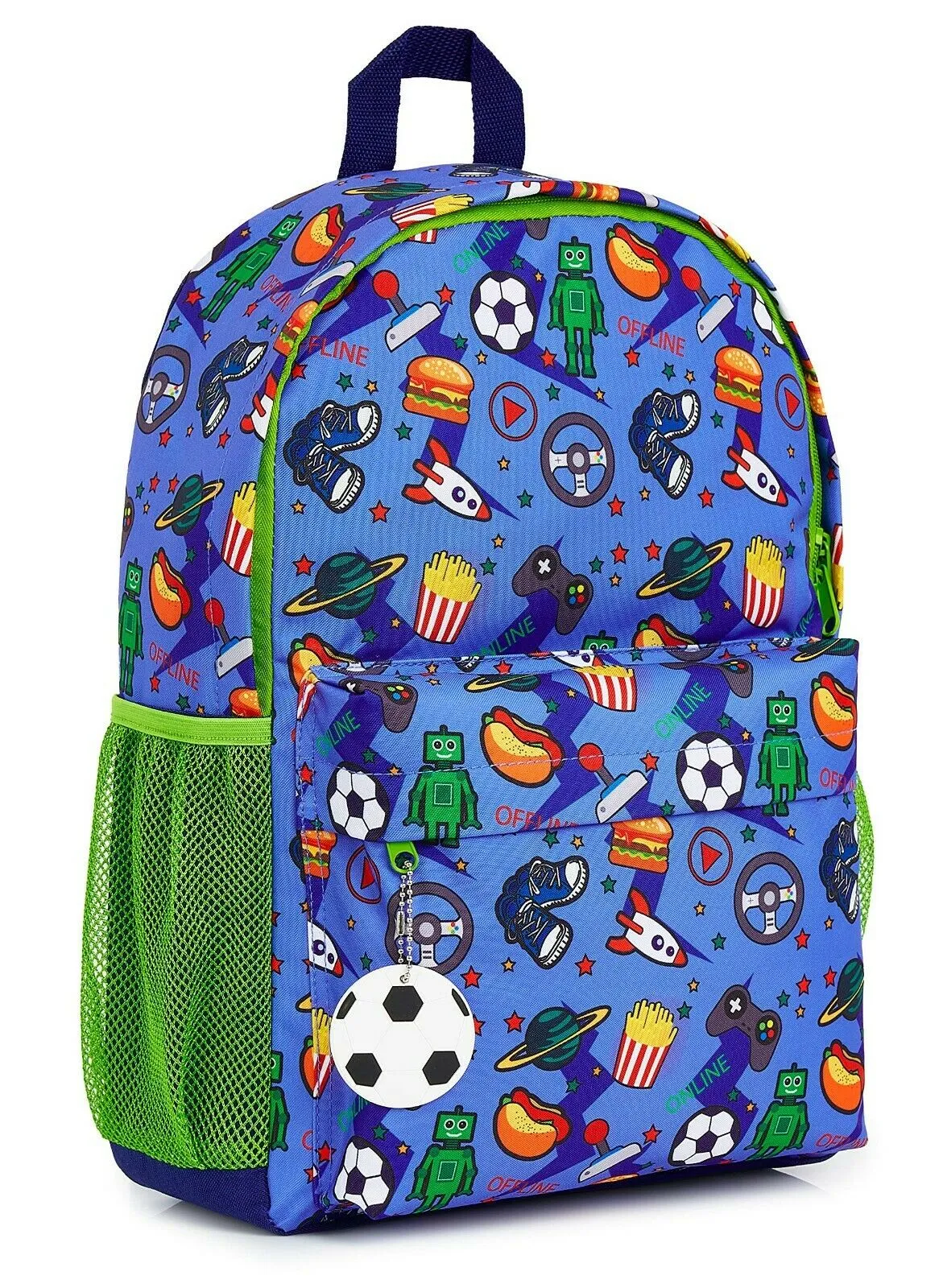 CityComfort Video Game Large Boys Backpack, Gamer Gifts for Boys Teens (Blue/Green)