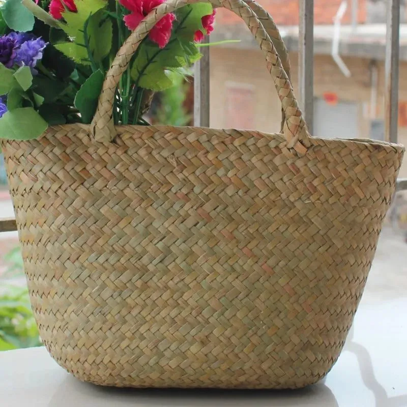 Classic Straw Beach Tote Bag for Women