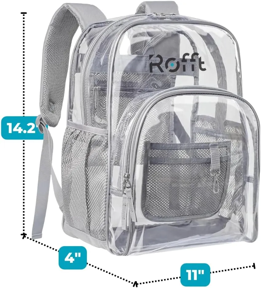 Clear backpack heavy duty PVC, reinforced straps, multiple pockets, optim capacity, transparent backpack see through perfect for outdoor time