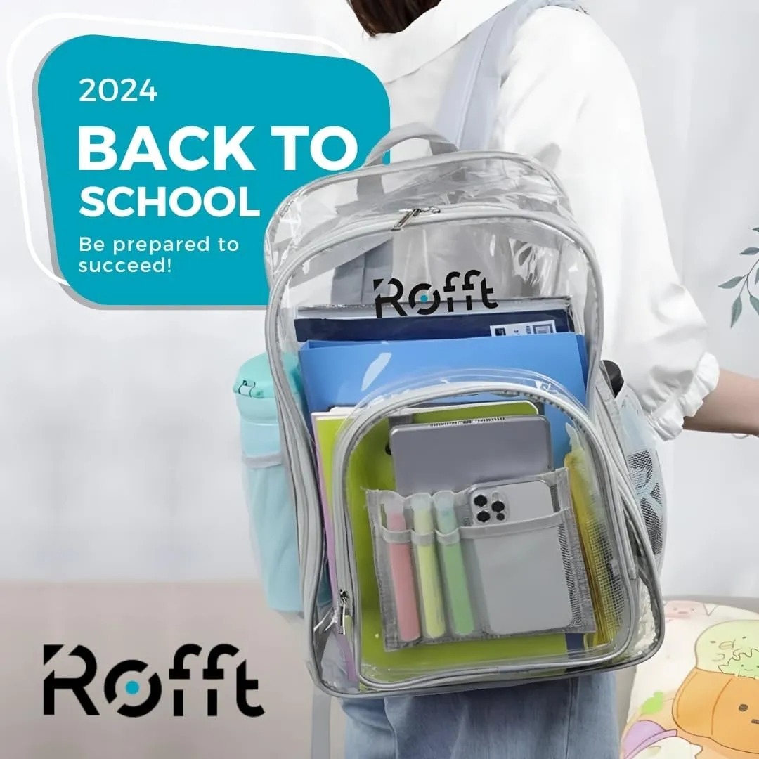 Clear backpack heavy duty PVC, reinforced straps, multiple pockets, optim capacity, transparent backpack see through perfect for outdoor time