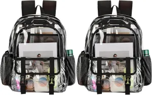 Clear Backpack, Large Clear Bag Stadium Approved Heavy Duty PVC Transparent See Through Backpacks for College,Stadium,Work,Security,Festival