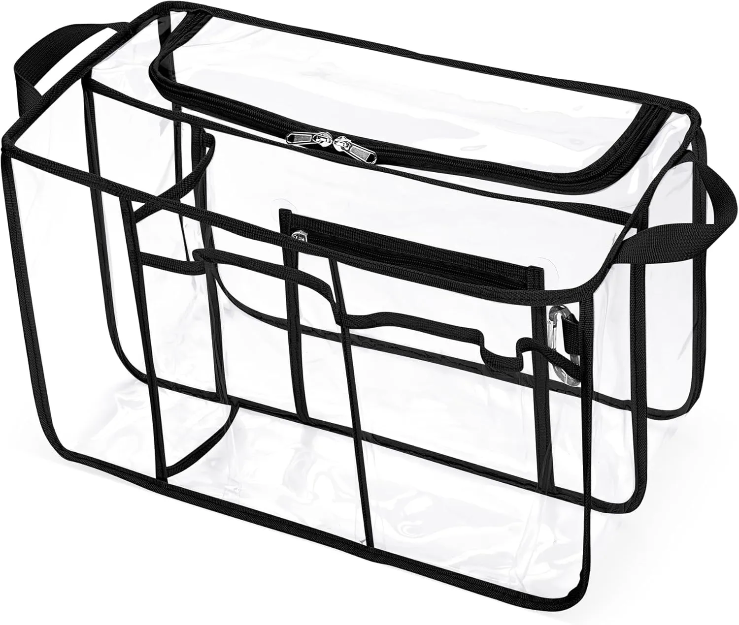 Clear Beach Bag Organizer Insert Compatible with Bogg Bag X Large, Waterproof Rubber Tote Bag Insert Divider Pouch, Beach Tote Organizer Liner 15.6 x 8.4 x 10.8 Inches, Black