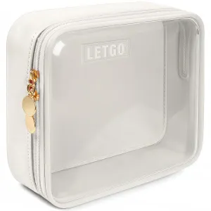 Clear Makeup Bags Large - TSA Approved Clear Toiletry Bag,Travel Makeup Bag Clear Cosmetic Bags Car Essentials Travel Essentials Car Accessories for Women Men (Large White)