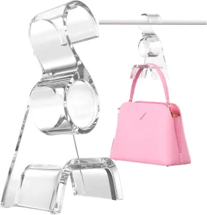 Clear Purse Hangers for Closet Organization 3-Pack | Multi-Purpos Acrylic Organizers and Storage Bag Hangers for Hanging Handbags, Durable Purse Hooks