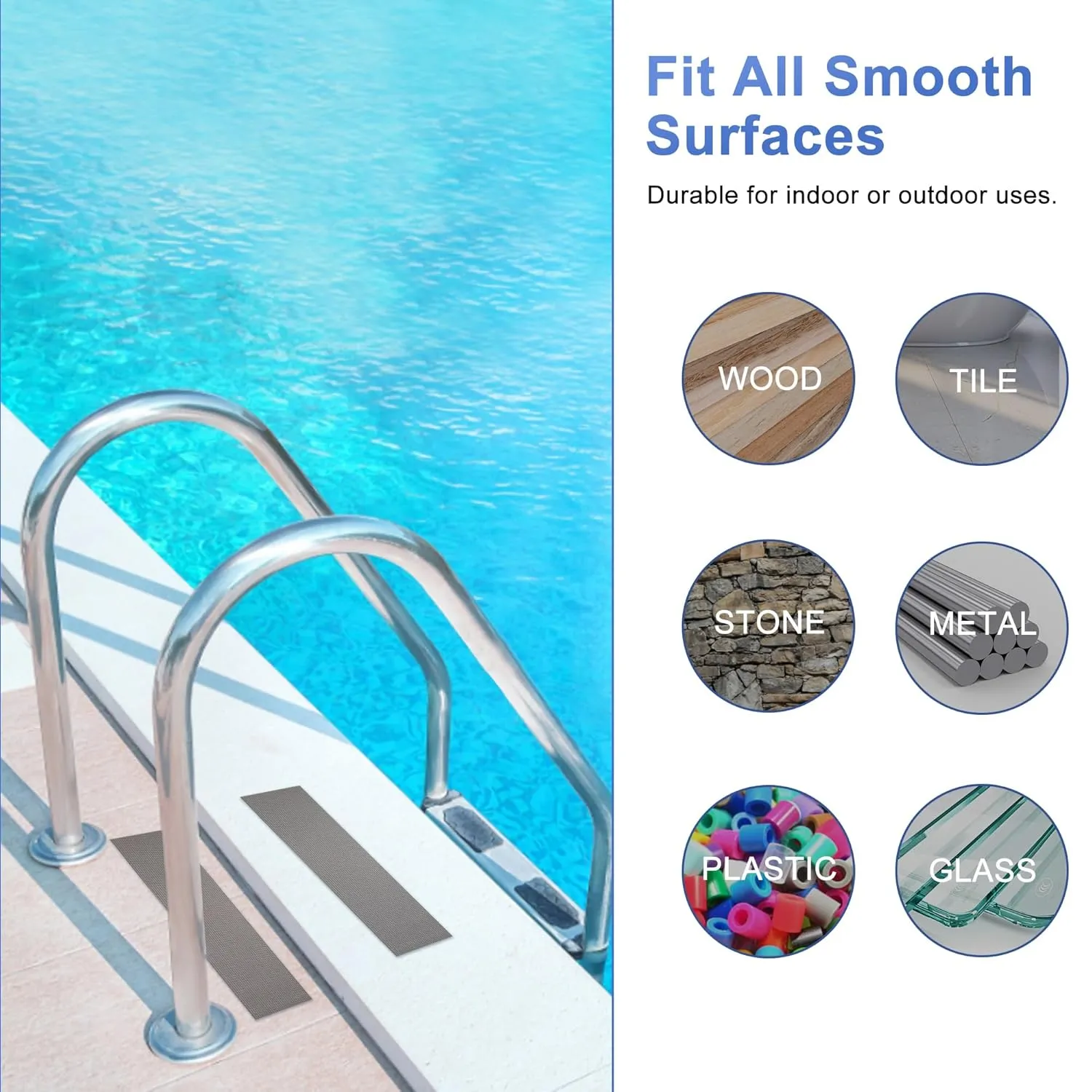 Clear Stair Treads Non Slip, 2 Inch x 16 Feet Anti Slip Strips Indoor Outdoor, Waterproof Grip Tape for Stairs, Bathroom, Bathtub, PEVA Safe for Elders, Kids, Pets, Grey