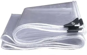 Clear Tarp with Grommets, PVC Tarpaulin Heavy Duty Waterproof, Reinforced Edges, Outdoor Greenhouse Tarps, Rainproof, for Garden, Cars, Patio