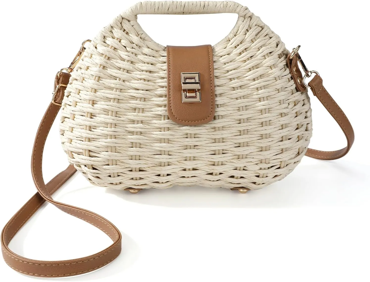 Clutch Purses for Women - Summer Beach Crossbody Bag with Adjustable Strap - Boho Shoulder Handwoven Straw Purse
